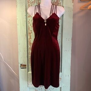 Women’s burgundy velvet cami dress